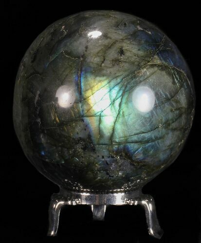Flashy Labradorite Sphere - With Nickel Plated Stand #53563